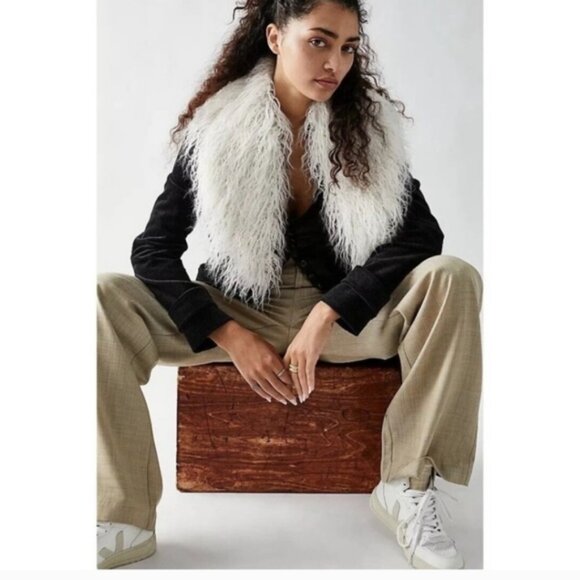 Free People Lady Lane Faux Fur Collar Corduroy Jacket - Picture 11 of 16